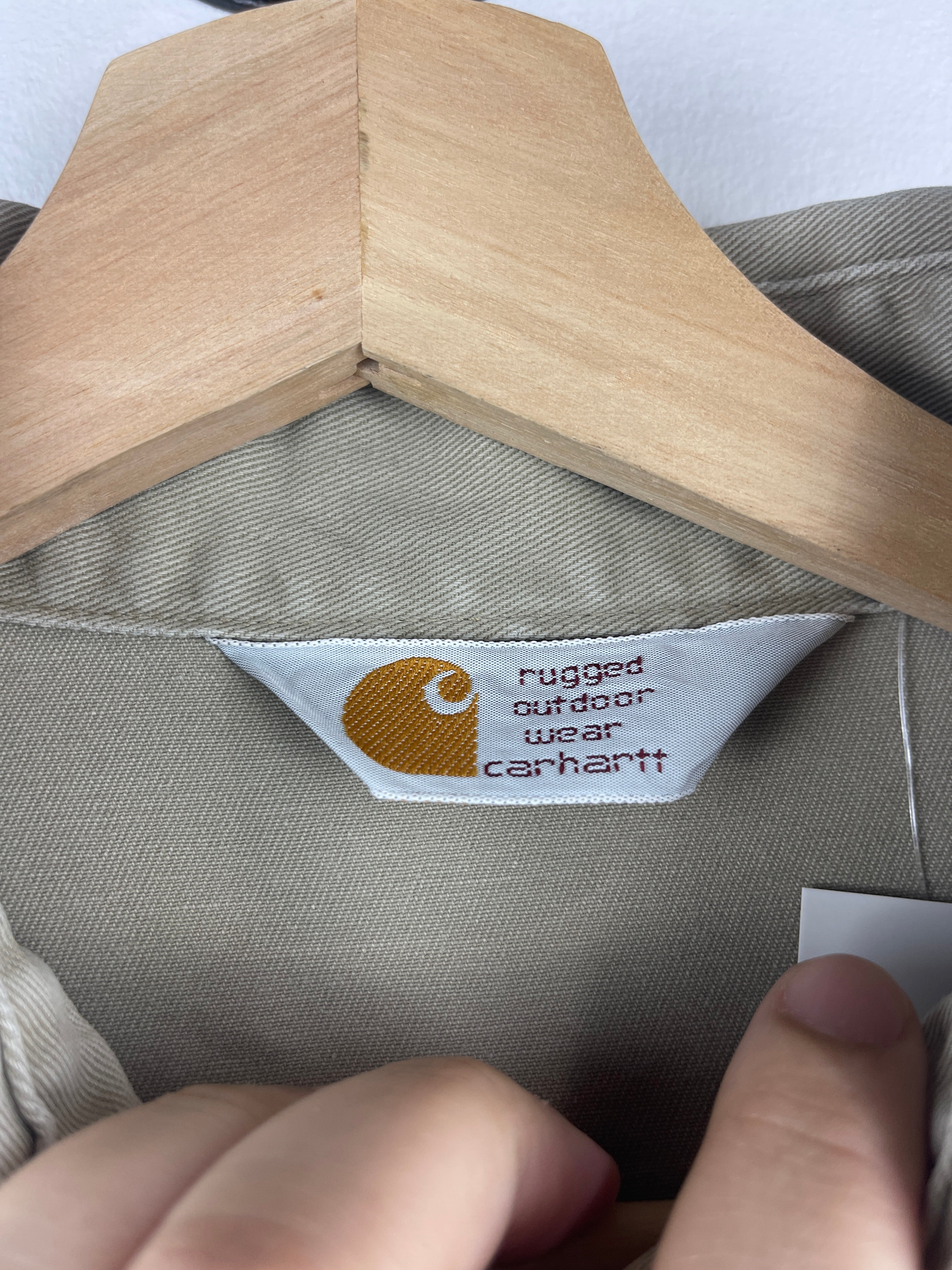 Vintage Carhartt Beige Long Sleeve Button Up Shirt
