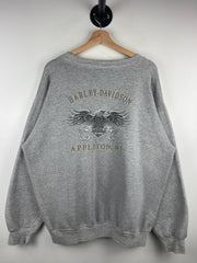 Vintage Harley Davidson Eagle Appleton Wisconsin Grey Crewneck
