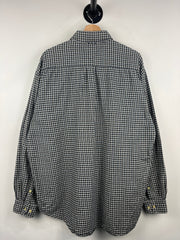 Vintage 90s Tommy Hilfiger Crest Plaid Black & White Flannel Long Sleeve Shirt