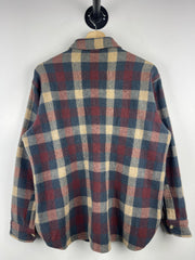 Vintage 90s Woolrich Plaid Navy & Red Wool Button Up Flannel Long Sleeve Shirt
