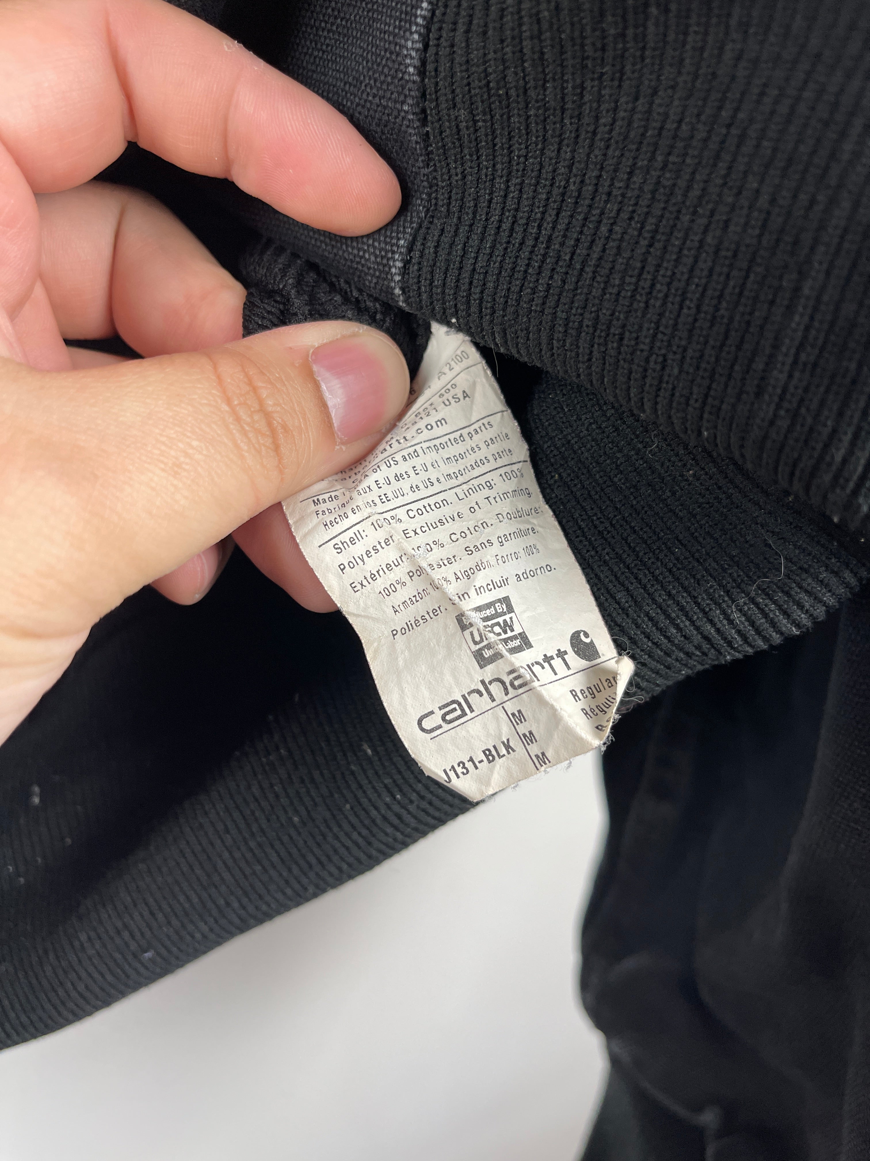 Vintage Carhartt Active Thermal Lined Black Hooded Work Jacket J131 BLK