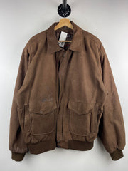Vintage 90s Wilsons Adventure Bound Brown Leather Bomber Jacket