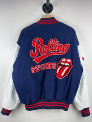 Vintage 90s The Rolling Stones Voodoo Lounge Brockum Navy Wool & Leather Varsity Jacket