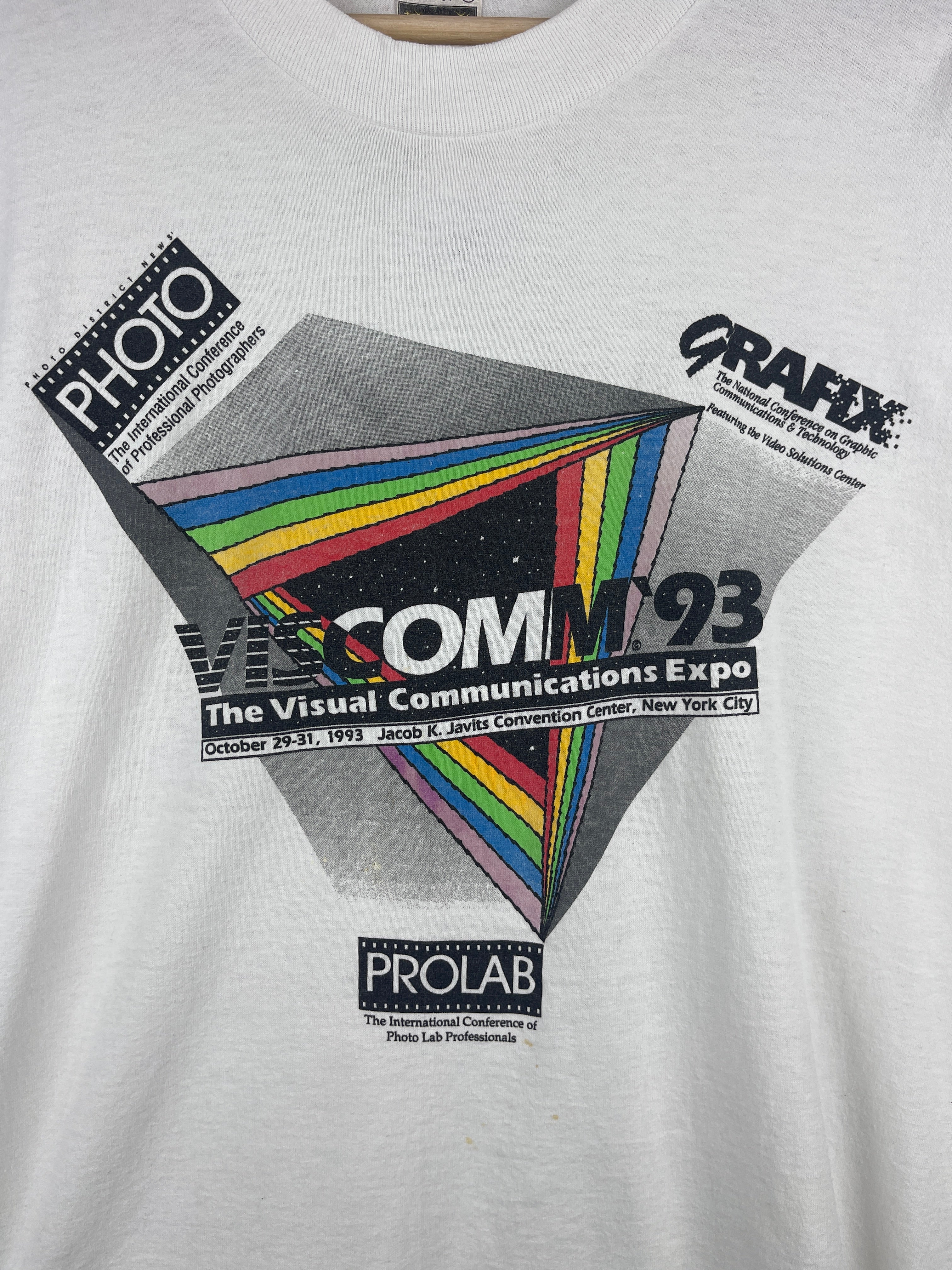 Vintage 90s Viscomm Camera Photography Expo White Tee