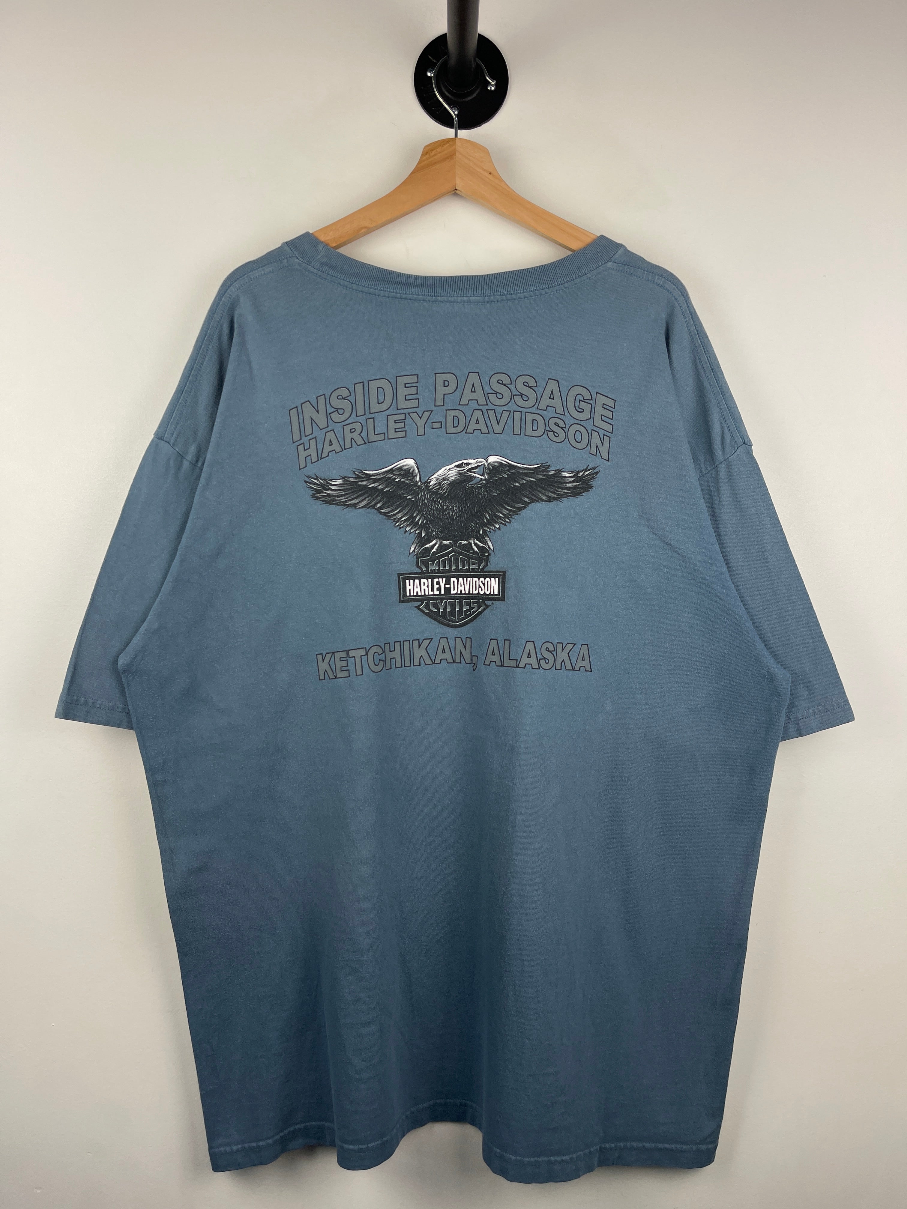 Vintage Harley Davidson Eagle Ketchikan Alaska Blue Tee