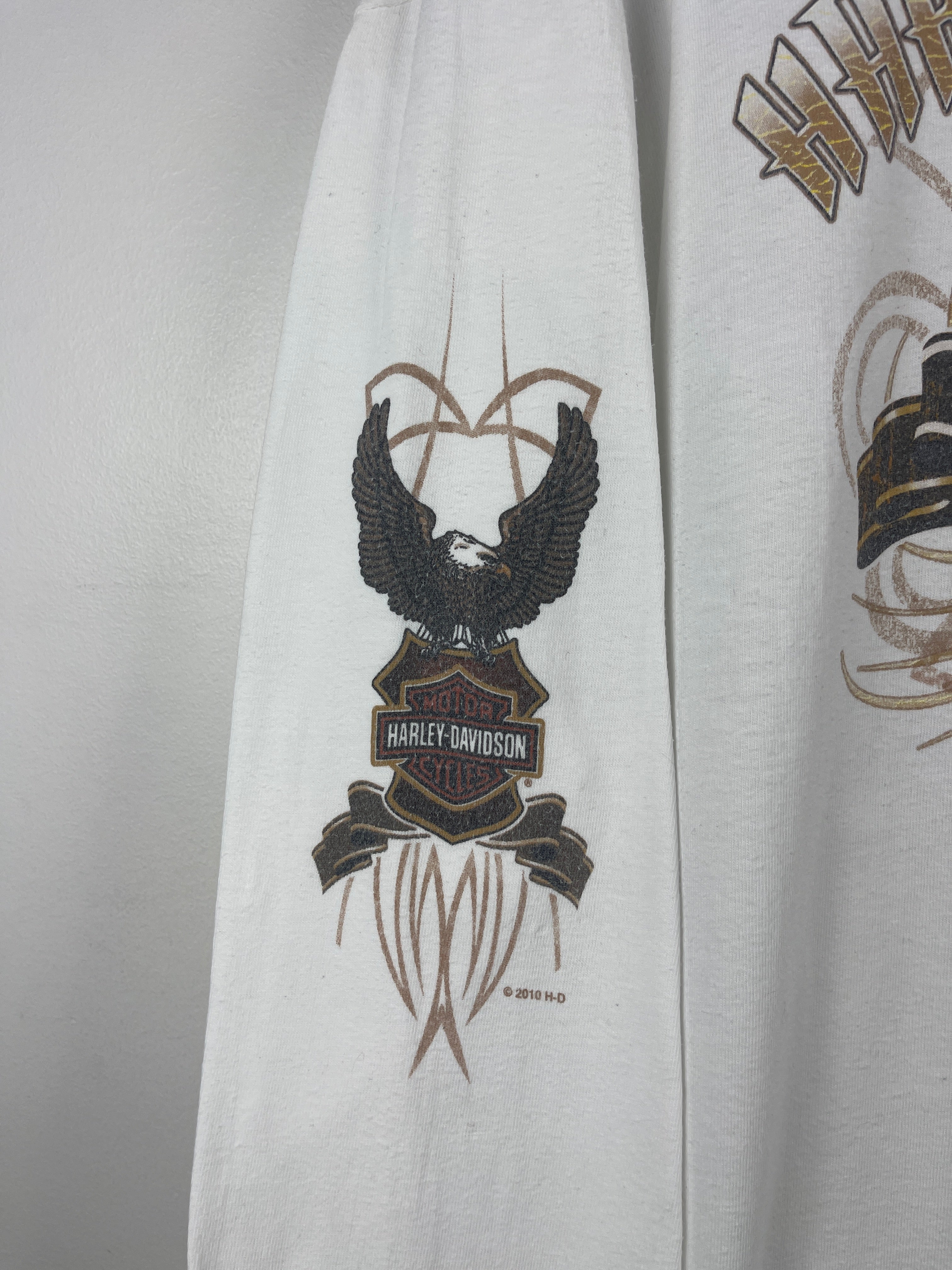 Vintage Harley Davidson Eagle New York White Long Sleeve