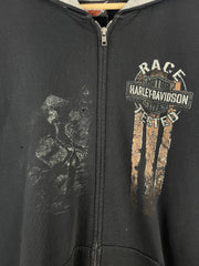 Vintage Harley Davidson Ohio Thrashed Black Zip Up Hoodie