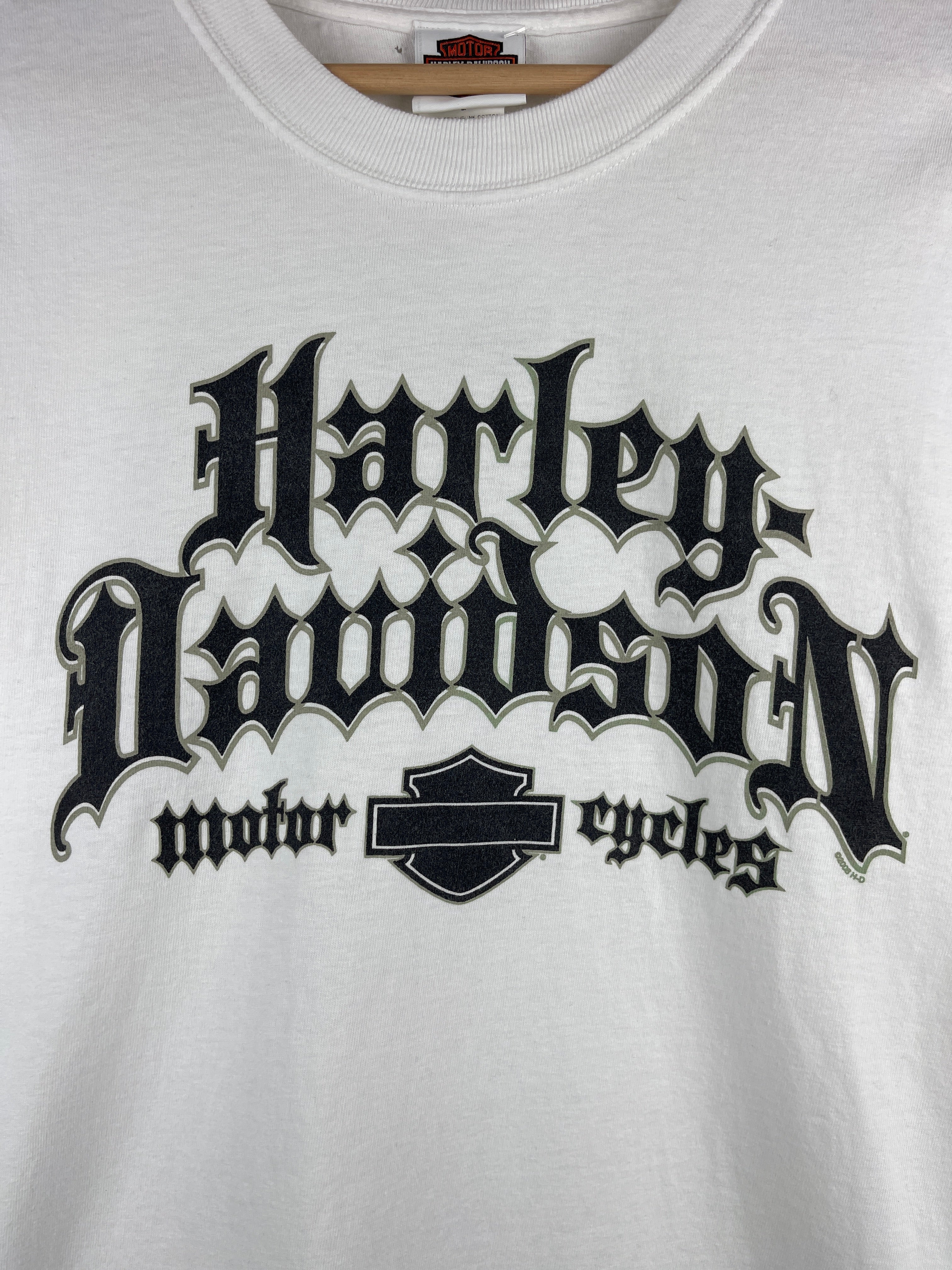 Vintage Harley Davidson Gothic Spellout White Tee