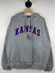 Vintage Kansas Jayhawks University Embroidered Grey Hoodie