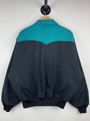 Vintage 90s Western Frontier Aztec Black Blanket Lined Bomber Jacket