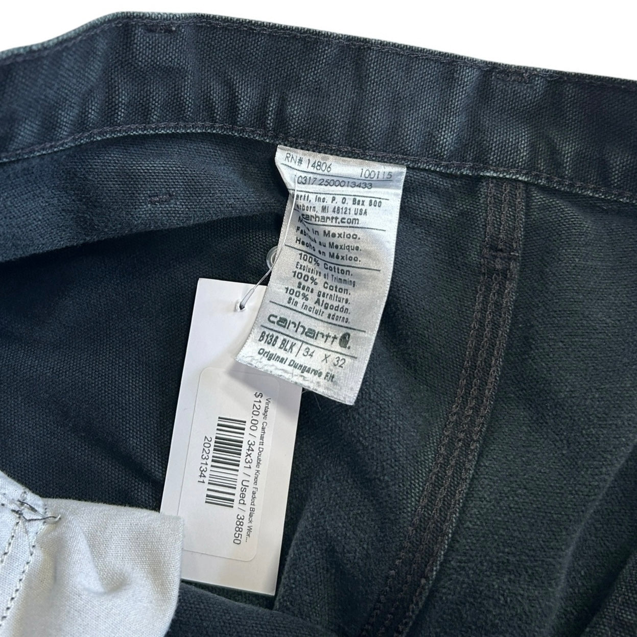 Vintage Carhartt Double Knee Faded Black Work Pants
