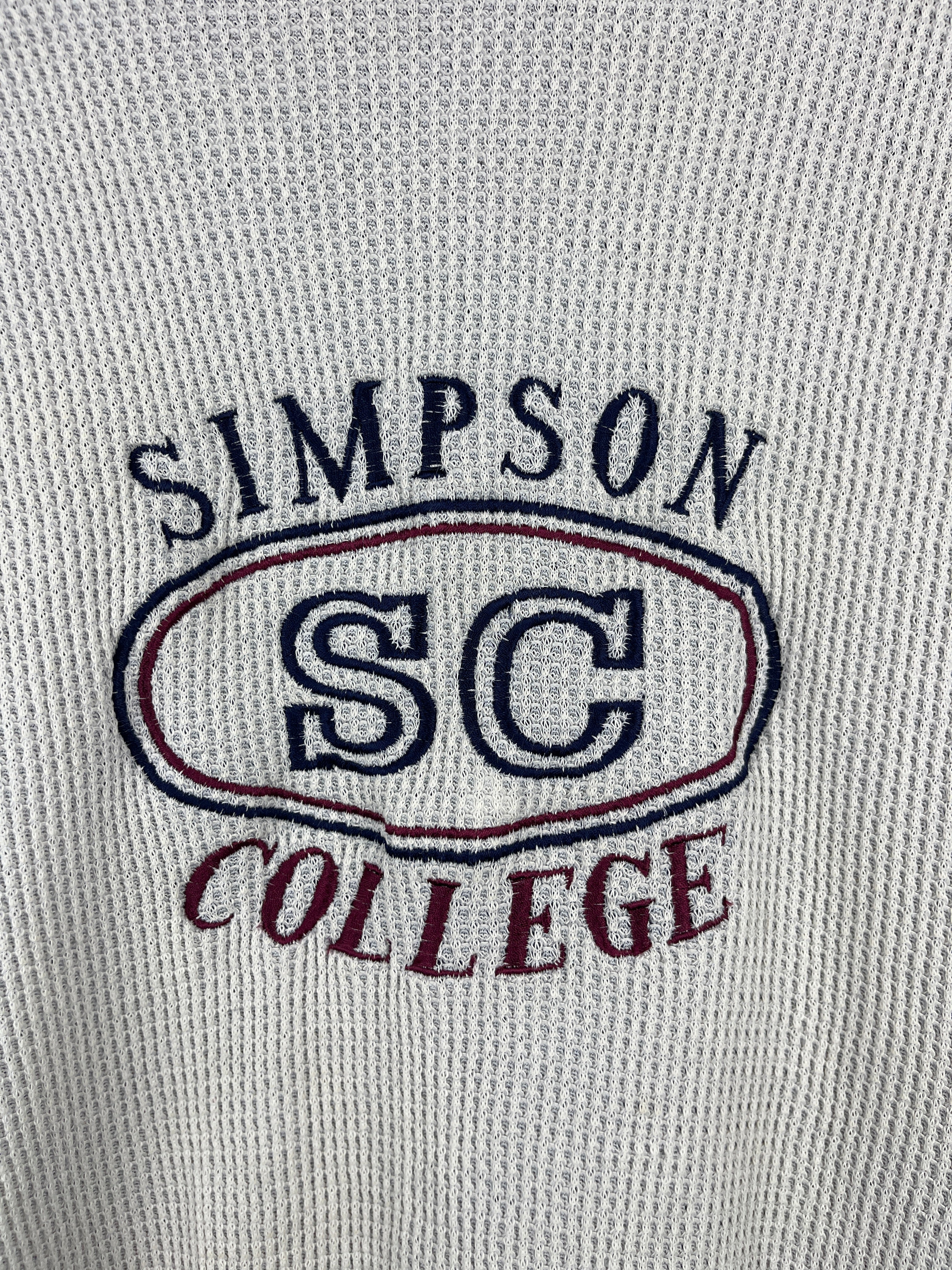 Vintage 90s Simpson College Double Face Thermal Navy Crewneck