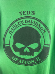 Vintage Harley Davidson Skull Illinois Green Tee