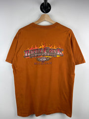 Vintage Harley Davidson Skull Flames Michigan Orange Tee