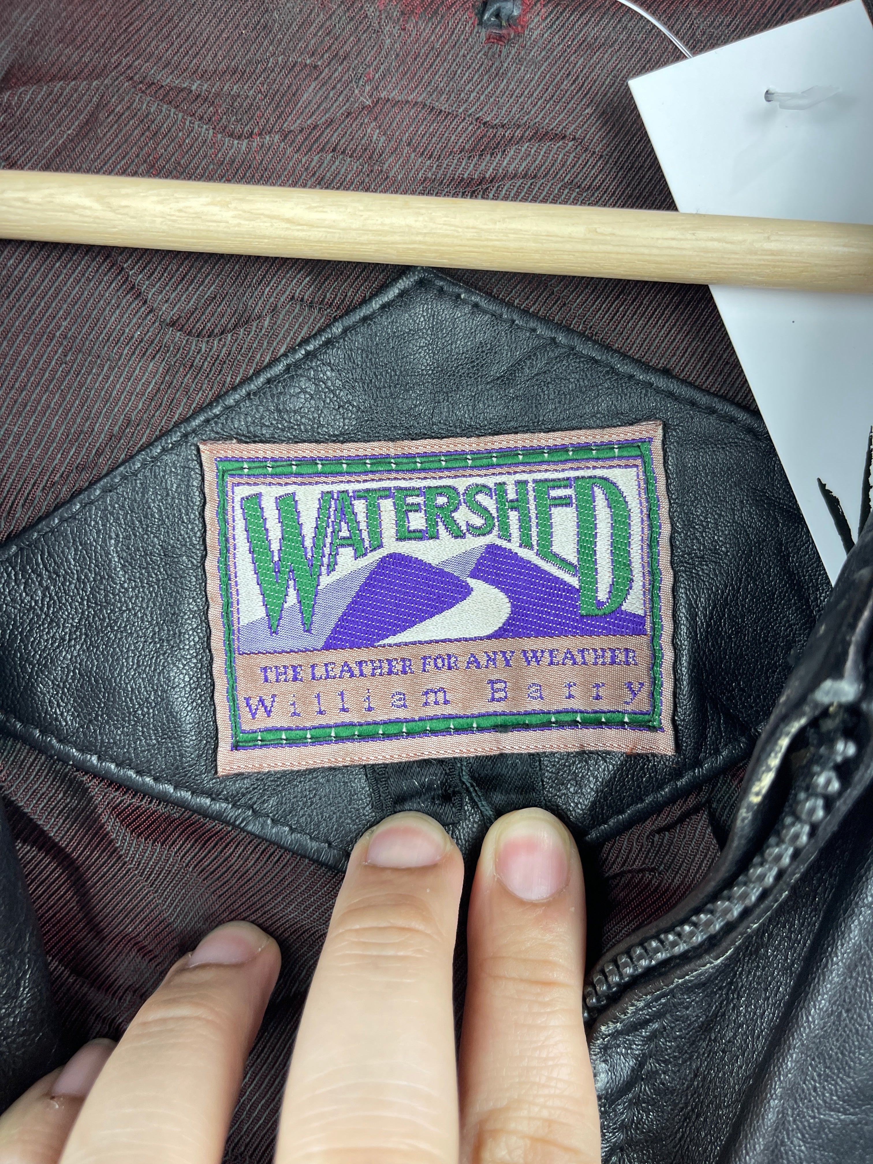 Vintage 90s Watershed Black Leather Bomber Jacket
