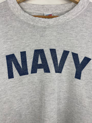 Vintage 90s US Navy Spellout Grey Crewneck