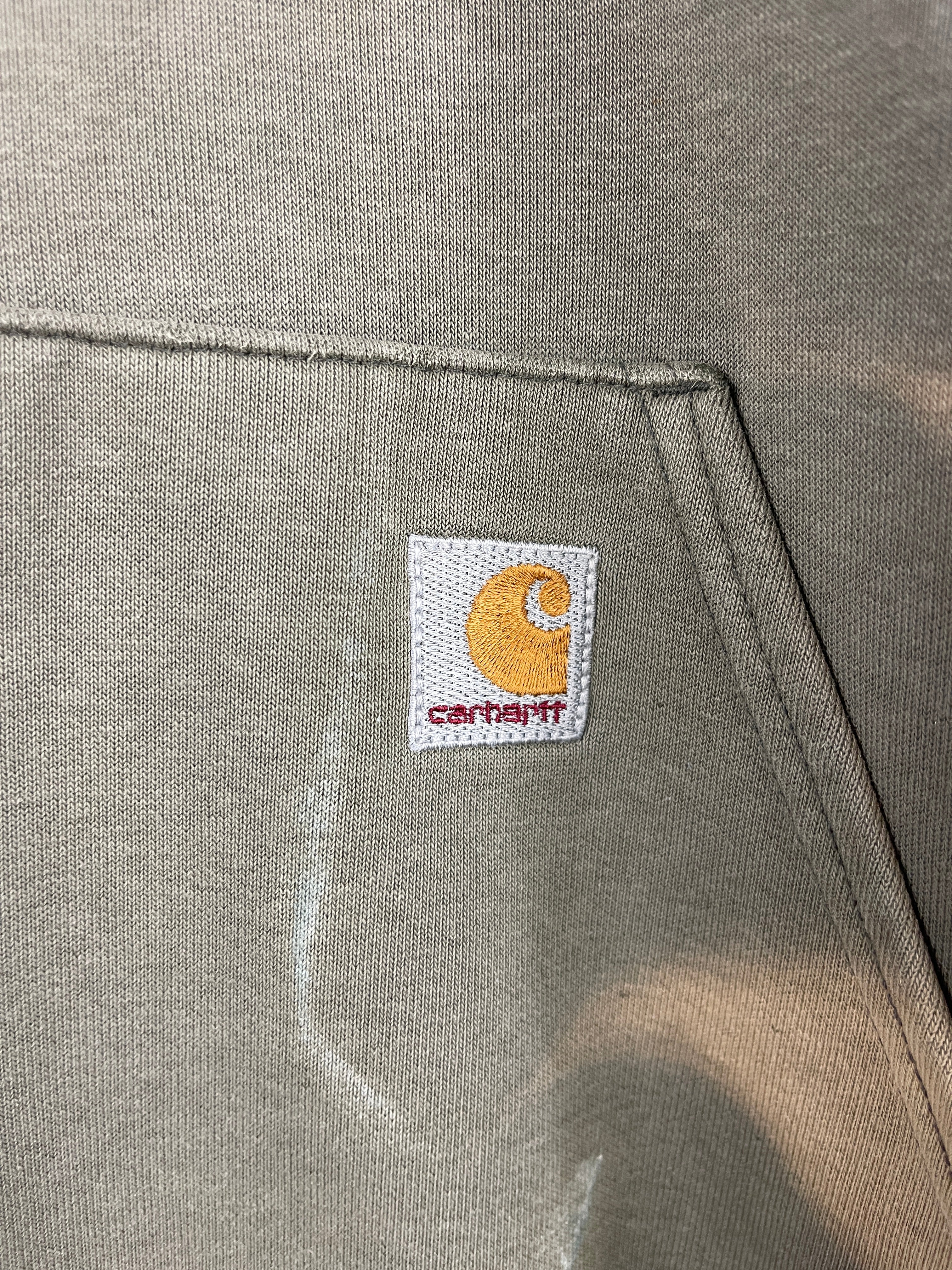 Vintage Carhartt Quarter Zip Sun Faded Green Hoodie