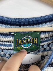 Vintage Jantzen 3D Knit Blue & White Sweater