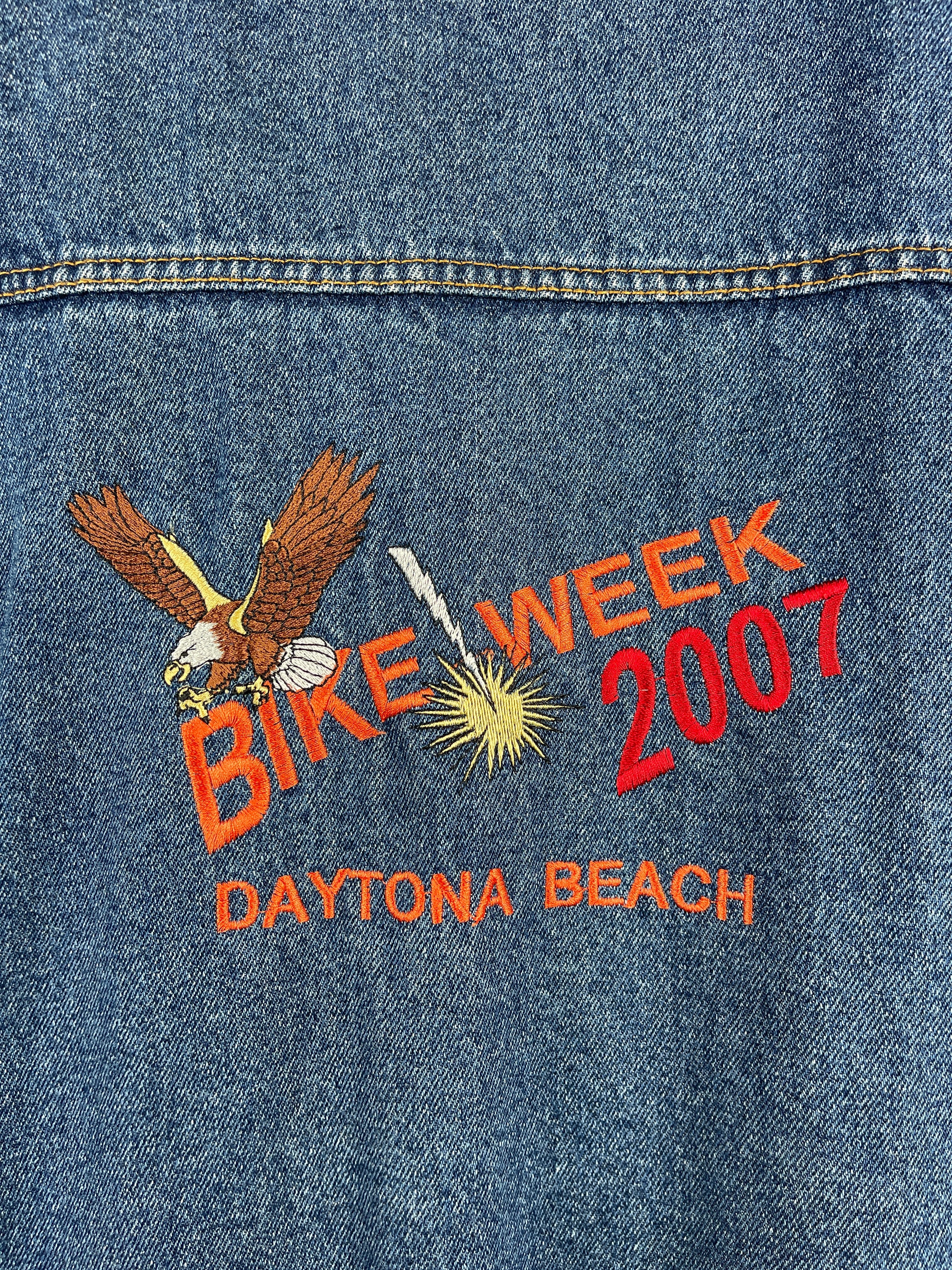 Vintage Bike Week Daytona Beach Embroidered Blue Denim Jacket