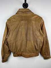 Vintage 90s Wilson Adventure Guide Brown Leather Bomber Jacket