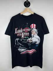 Vintage Harley Davidson Uncle Sam Land Of The Free Pennsylvania Black Tee