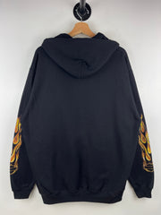 Vintage Harley Davidson Flames Eagle Black Zip Up Hoodie