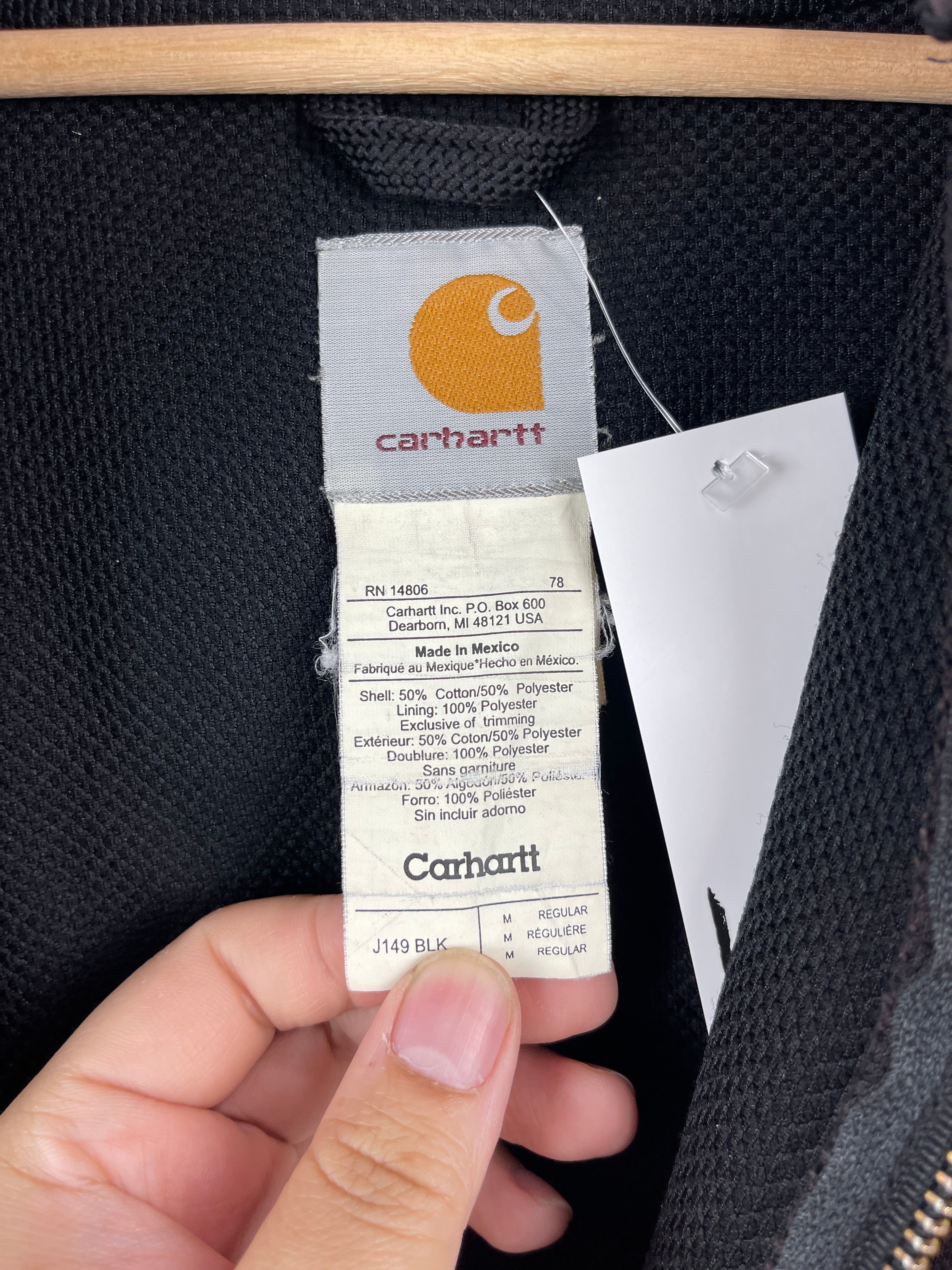 Vintage Carhartt Thermal Lined Black Zip Up Hoodie