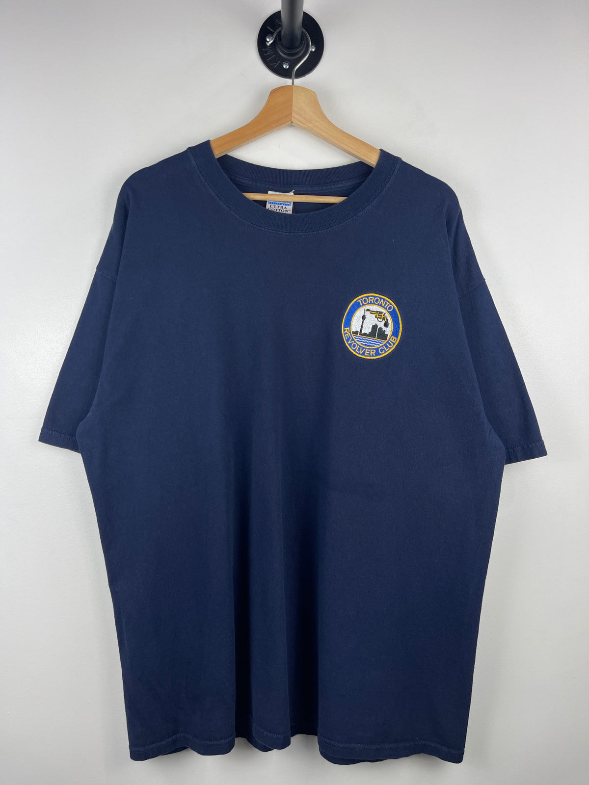 Vintage 90s Toronto Revolver Gun Club Embroidered Navy Tee