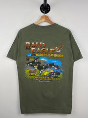 Vintage Harley Davidson Bald Eagle Marquette Michigan Green Tee