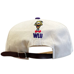 Vintage 90s Waterloo Wilfrid Laurier University Just Did It Cream Leather Strapback Hat